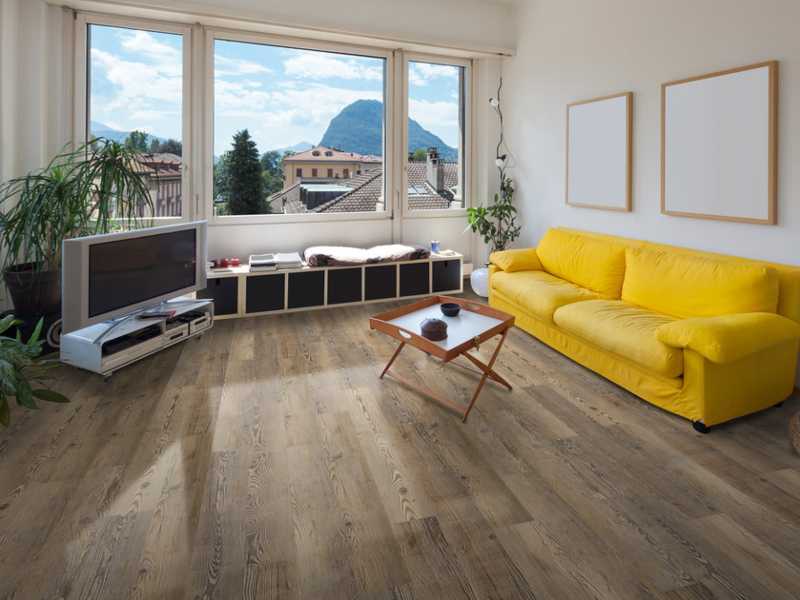 Piso vinílico en tonos naturales
